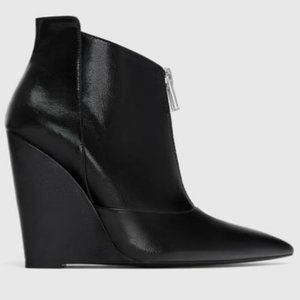 ZARA Zip-up Wedge Ankle Boot, Black, NWOT, Sz 8